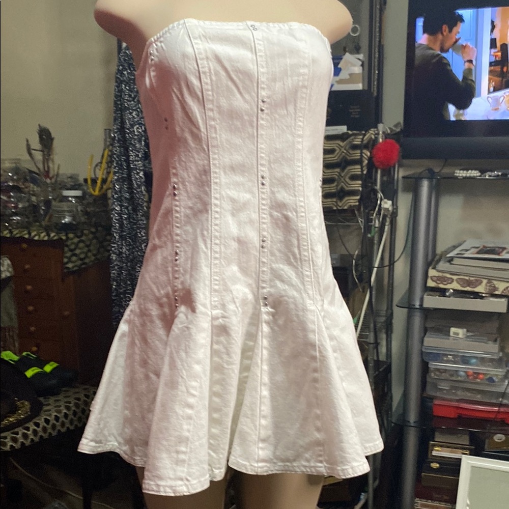 Strapless White Sexy Mini Dress